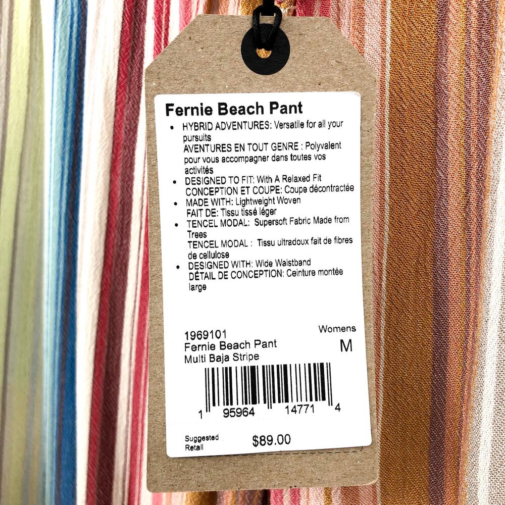PRANA Women's Fernie Beach Pants Medium Gold Baja Stripe Wide Leg Mid Rise NWT - Picture 13 of 16